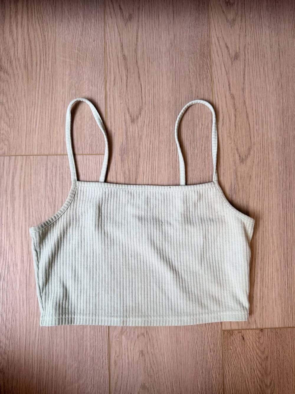 Divided By H&M Ribbed Crop Tank Top Sage Green Size M